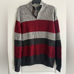 Chaps Men's Button-Up Sweater in Gray and Red